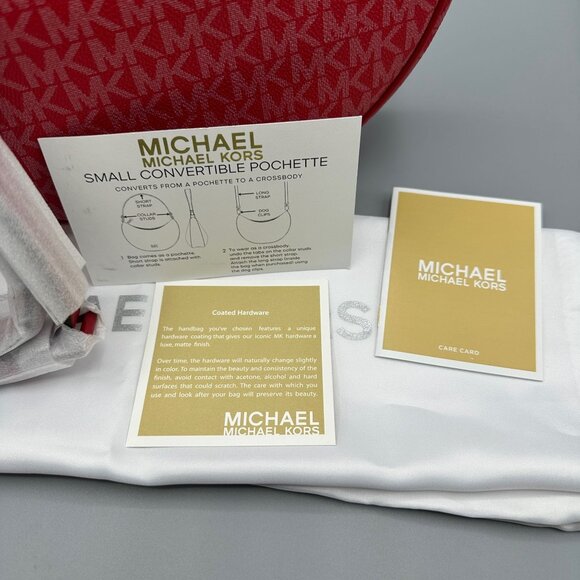 Michael Kors Small Kayla Crimson Signature Convertible Pouchette 32T5T8QU1B NWT - Picture 7 of 14